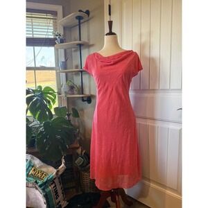 Be Smart Coral Floral Burnout Sheer Midi Dress Women's 11/12 Cowl Neck